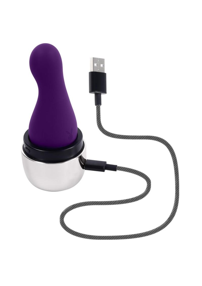 Playboy The Jet Set Vibrator Rechargeable Silicone Clitoral Stimulator - Purple/Silver