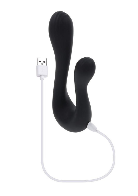 Playboy The Swan Rechargeable Silicone Dual Vibrator - Black