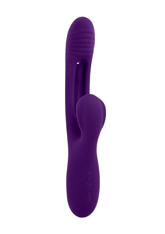 Playboy The Thrill Rechargeable Silicone Rabbit Vibrator - Purple