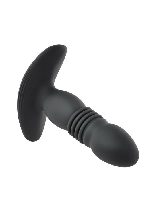 Playboy Trust The Thrust Rechargeable Silicone Thrusting Anal Plug with Remote Control - Black