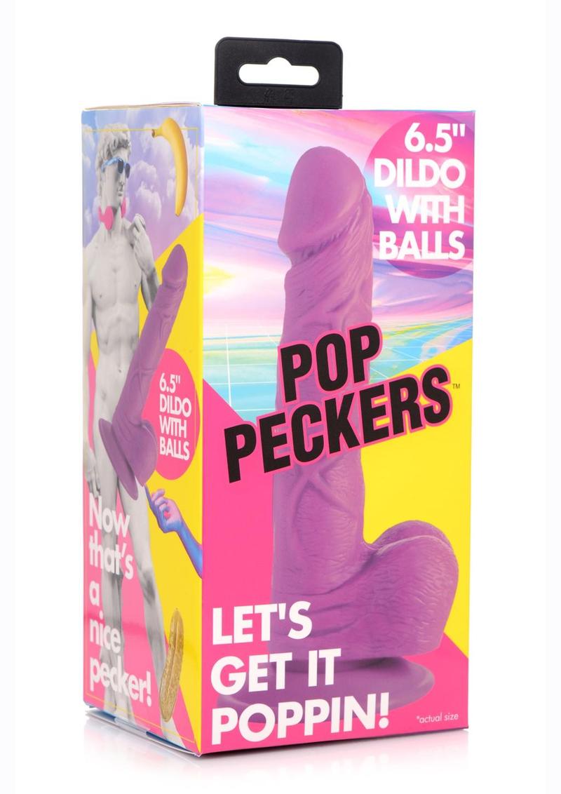 Pop Peckers Dildo with Balls - Purple - 6.5in