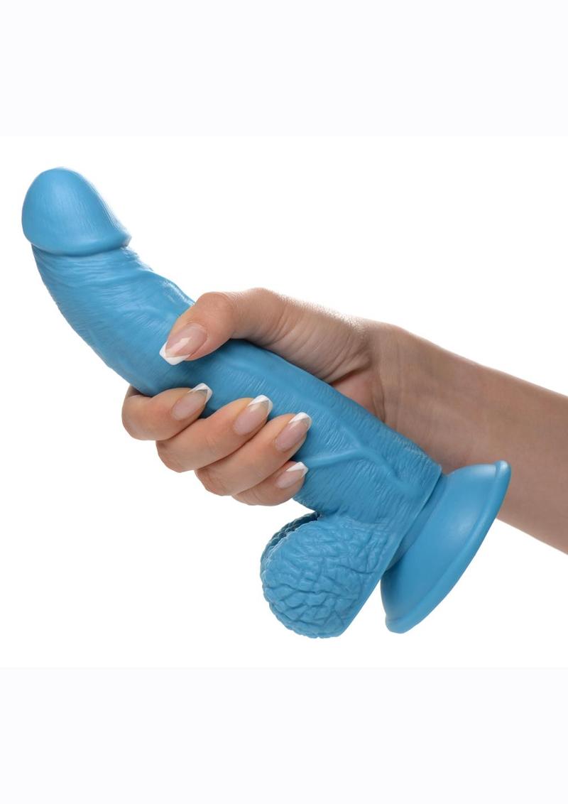 Pop Peckers Dildo with Balls - Blue - 7.5in