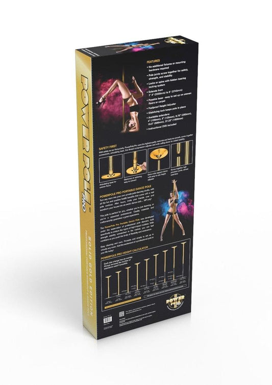 Power Pole Pro Professional Portable Exercise and Dance Spinning Pole Extends Up - Gold Edition - 9in