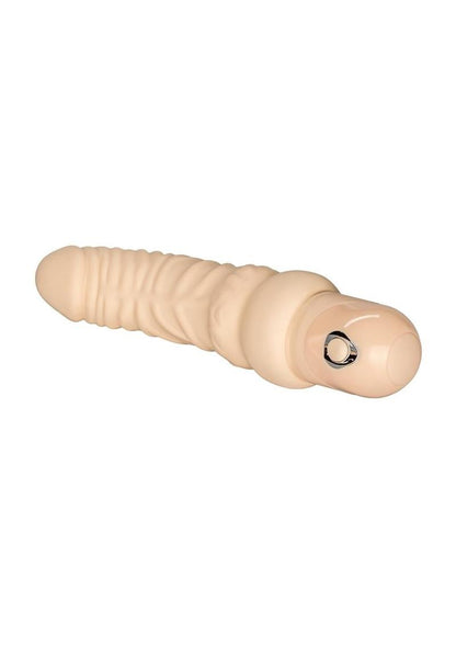 Power Stud Curvy Virbrating Dildo - Vanilla/White