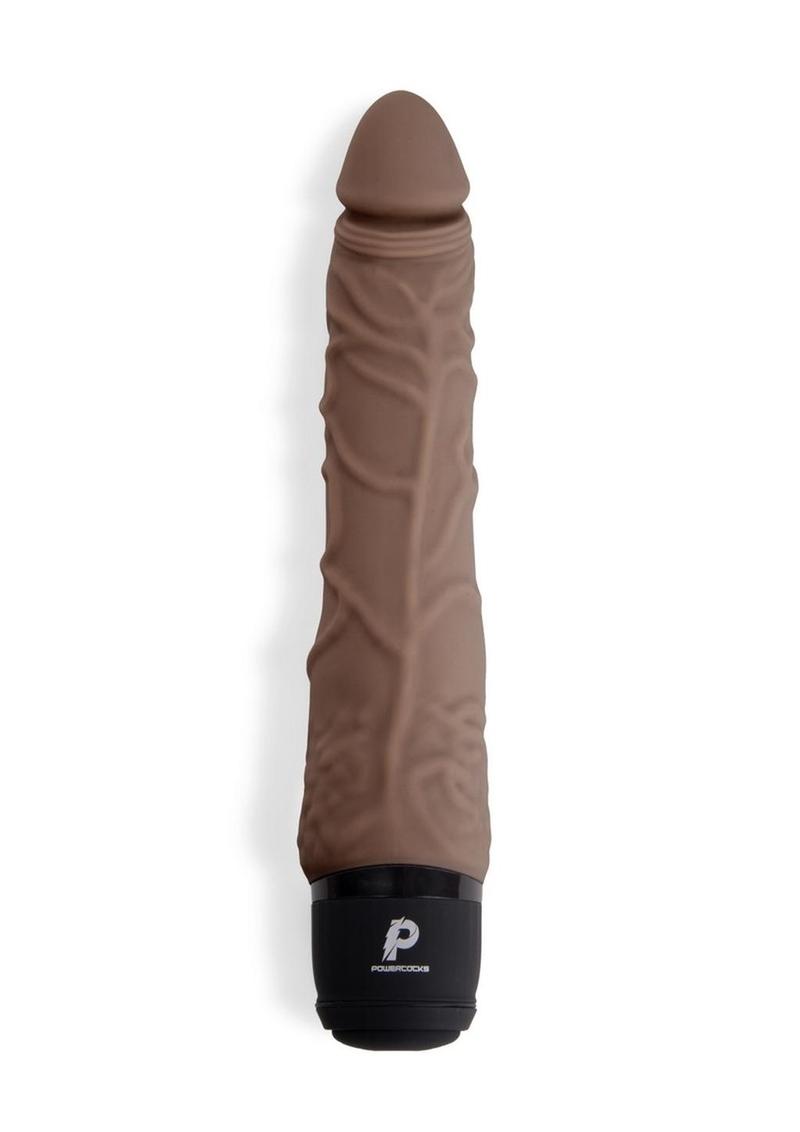 Powercocks Silicone Realistic Vibrator - Chocolate - 7in