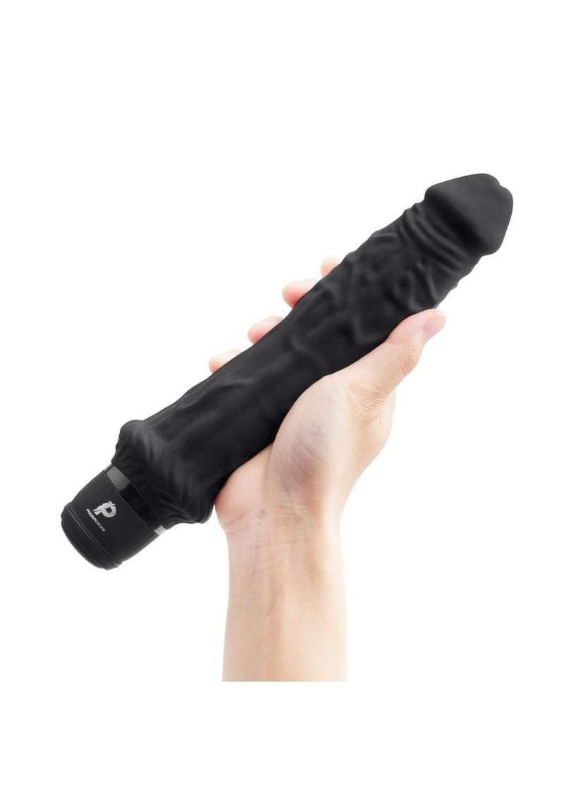 Powercocks Silicone Rechargeable Girthy Realistic Vibrator - Black - 8in