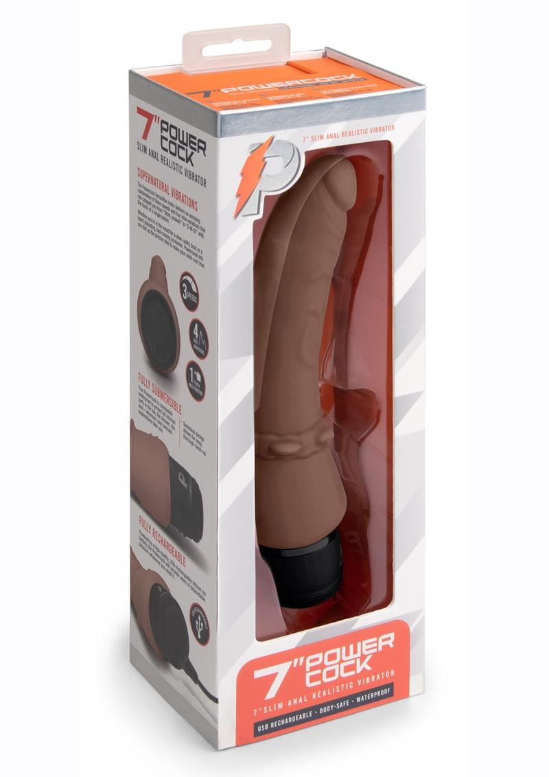 Powercocks Silicone Rechargeable Slim Anal Realistic Vibrator