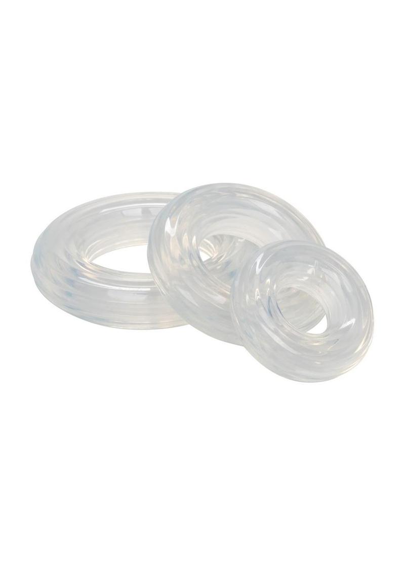 Premium Silicone Cock Ring - Clear - 3 Piece Set/Set