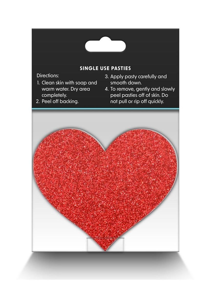 Pretty Pasties Glitter Hearts - Red/Silver