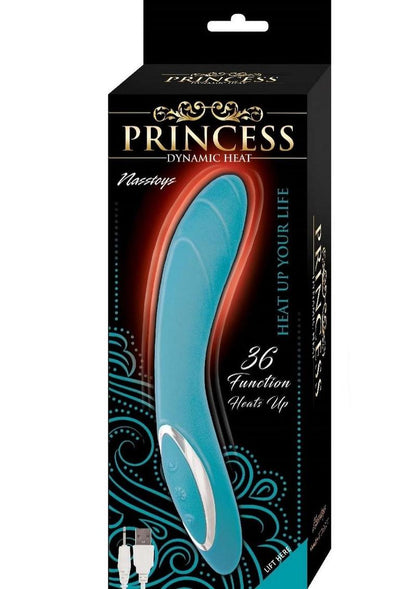 Princess Dynamic Heat Rechargeable Silicone Vibrator with Clitoral Stimulator - Blue