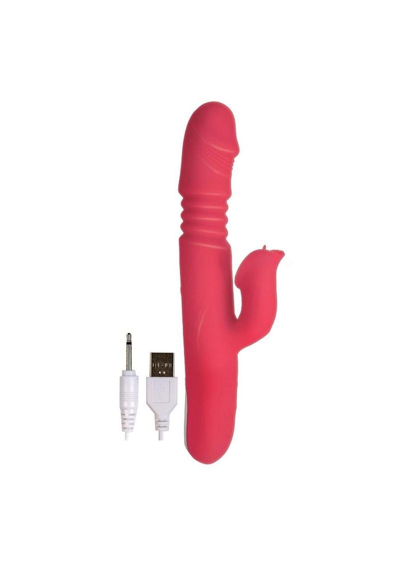 Princess Passion Heat Rechargeable Silicone Warming Vibrator with Clitoral Wheel - Coral/Pink