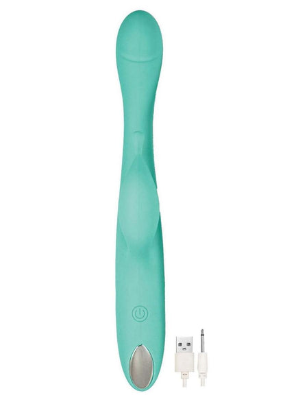 Princess Petite Pleasure Silicone Rechargeable Dual Stimulating Vibrator - Aqua/Green