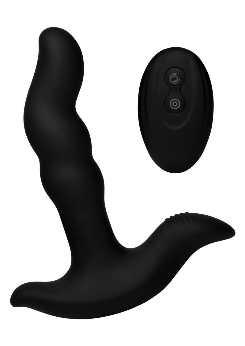 Prostatic Play Curved Rotating Silicone Prostate Plug with Remote