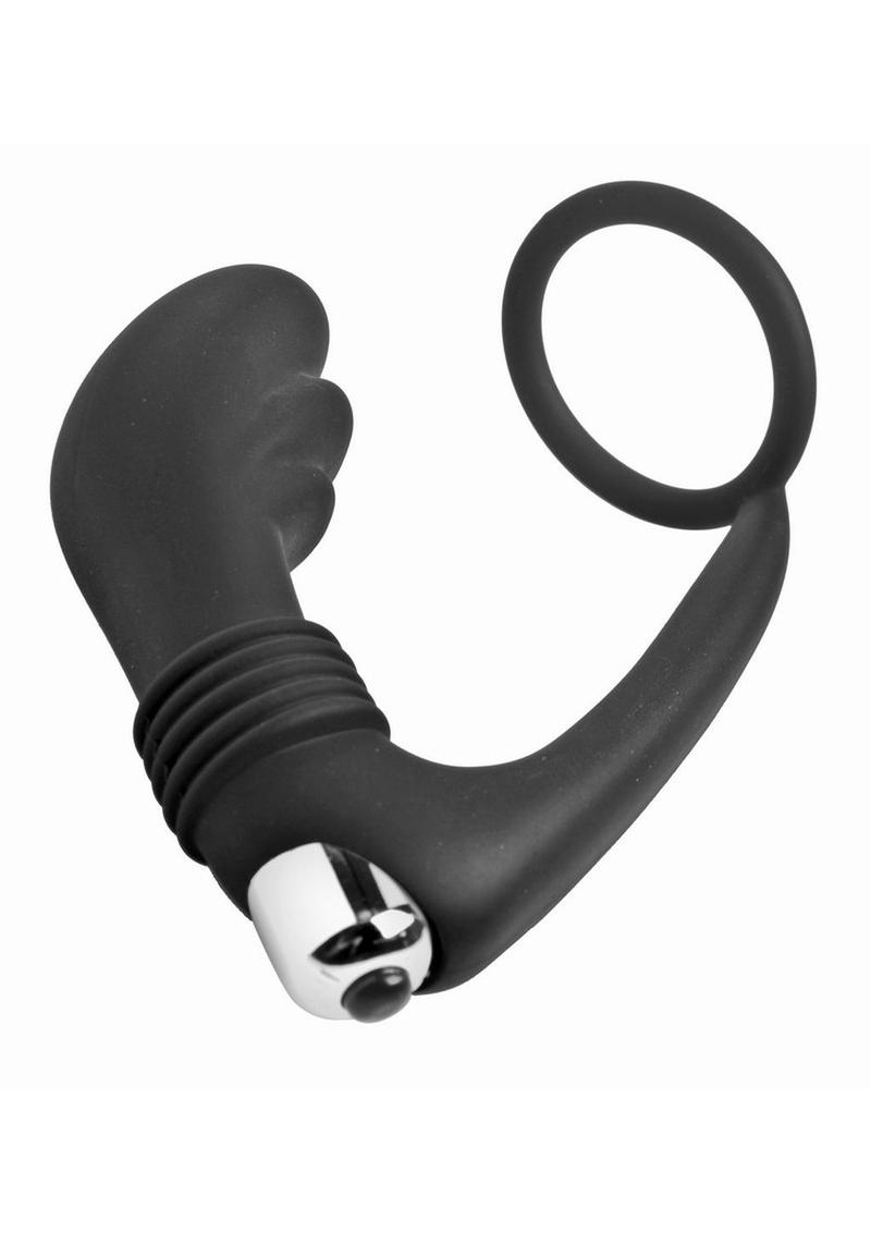 Prostatic Play Nova Silicone Cock Ring and Vibrating Prostate Stimulator - Black