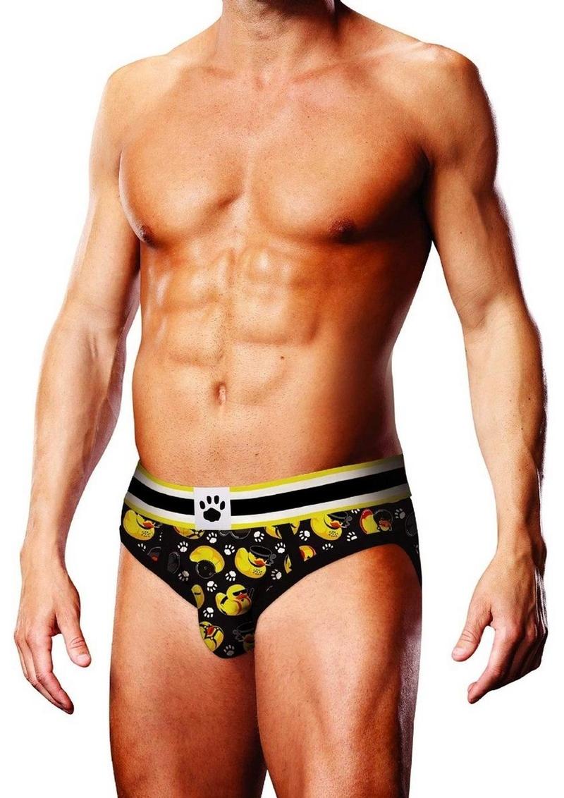 Prowler BDSM Rubber Ducks Brief - Black/Yellow - Large