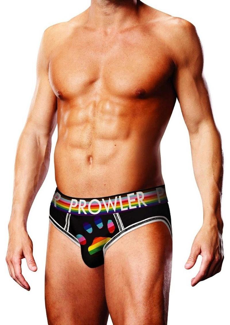 Prowler Black Oversized Paw Open Brief - Black/Multicolor/Rainbow - XXLarge