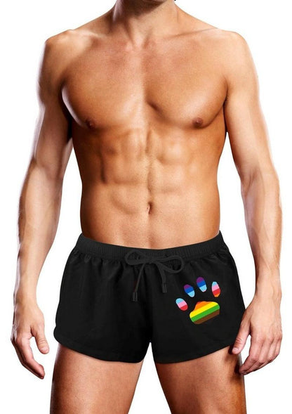 Prowler Oversized Paw Swimming Trunk - Black/Multicolor/Rainbow - Large