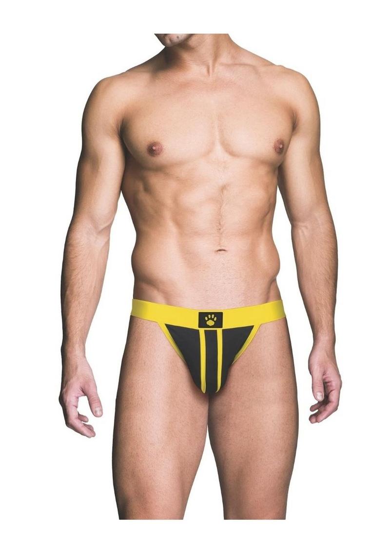 Prowler Red Ass-Less Jock - Black/Yellow - Medium