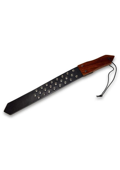 Prowler Red Leather and Wood Studded Paddle - Black/Brown