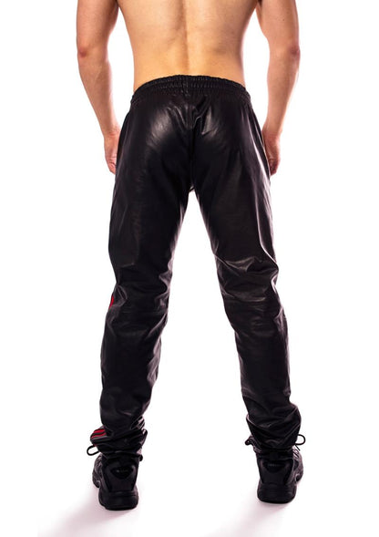 Prowler Red Leather Joggers - Black/Red - XLarge