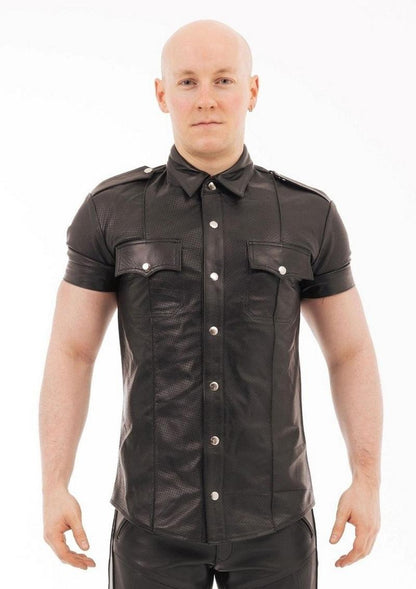 Prowler Red Leather Punch Hole Shirt