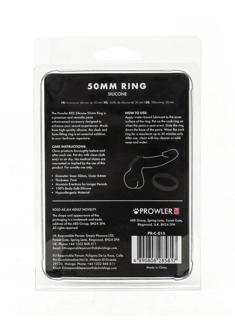 Prowler Red Silicone 50mm Cock Ring - Black