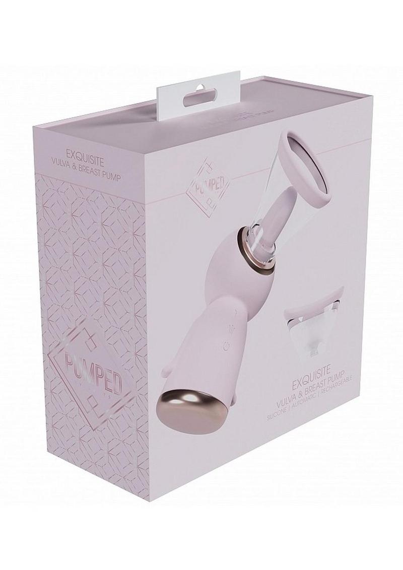 Pumped Exquisite Automatic 13 Speed Silicone Rechargeable Vulva and Breast Pump - Pink