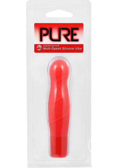 Pure Caress Multi Speed Silicone Vibrator Waterproof - Coral/Red - 4.25in