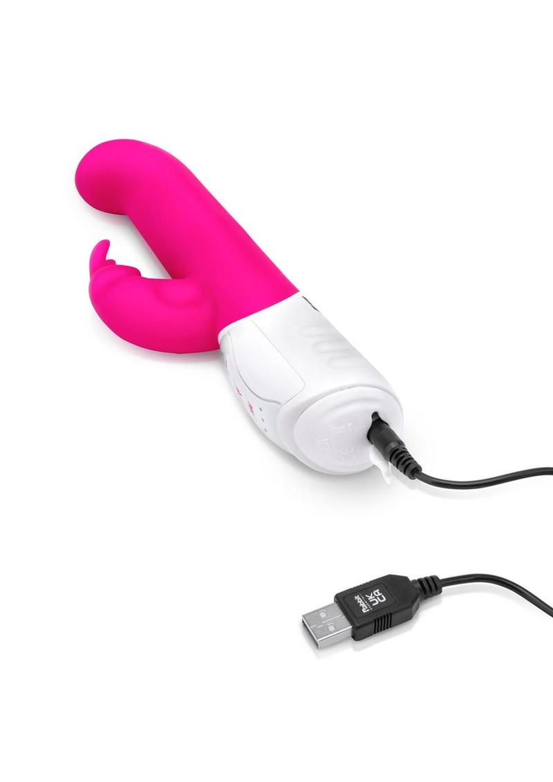 Rabbit Essentials Silicone Rechargeable Come Hither G-Spot Rabbit - Hot Pink/Pink