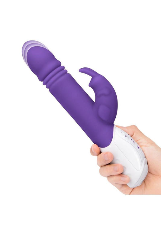 Rabbit Essentials Silicone Rechargeable G-Spot Thrusting Rabbit Vibrator - Purple