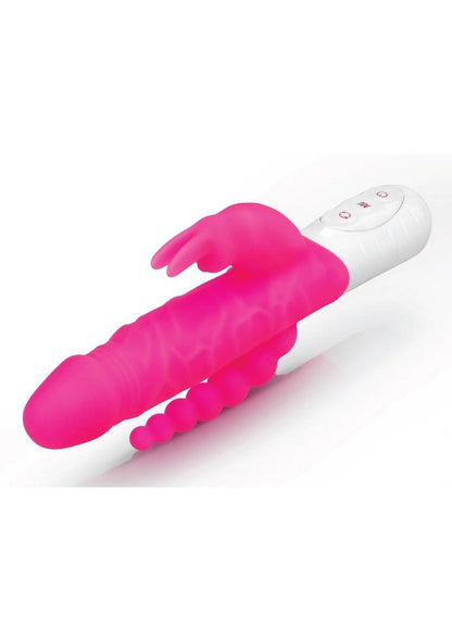 Rabbit Essentials Silicone Rechargeable Slim Realistic Double Penetration Rabbit Vibrator