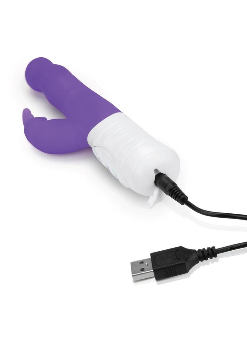 Rabbit Essentials Silicone Rechargeable Slim Shaft Rabbit Vibrator - Purple