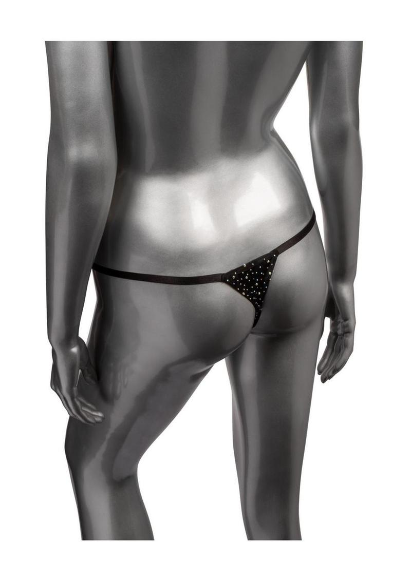 Radiance Crotchless Thong - Black - Plus Size/Queen