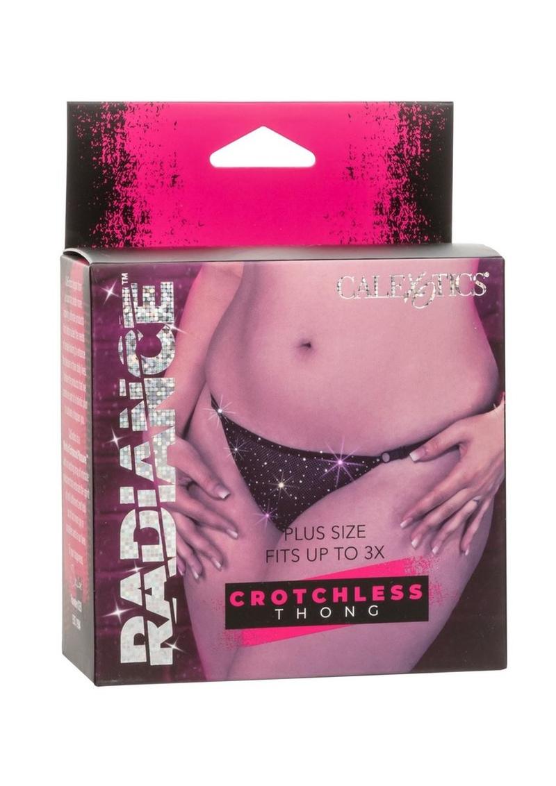 Radiance Crotchless Thong - Black - Plus Size/Queen