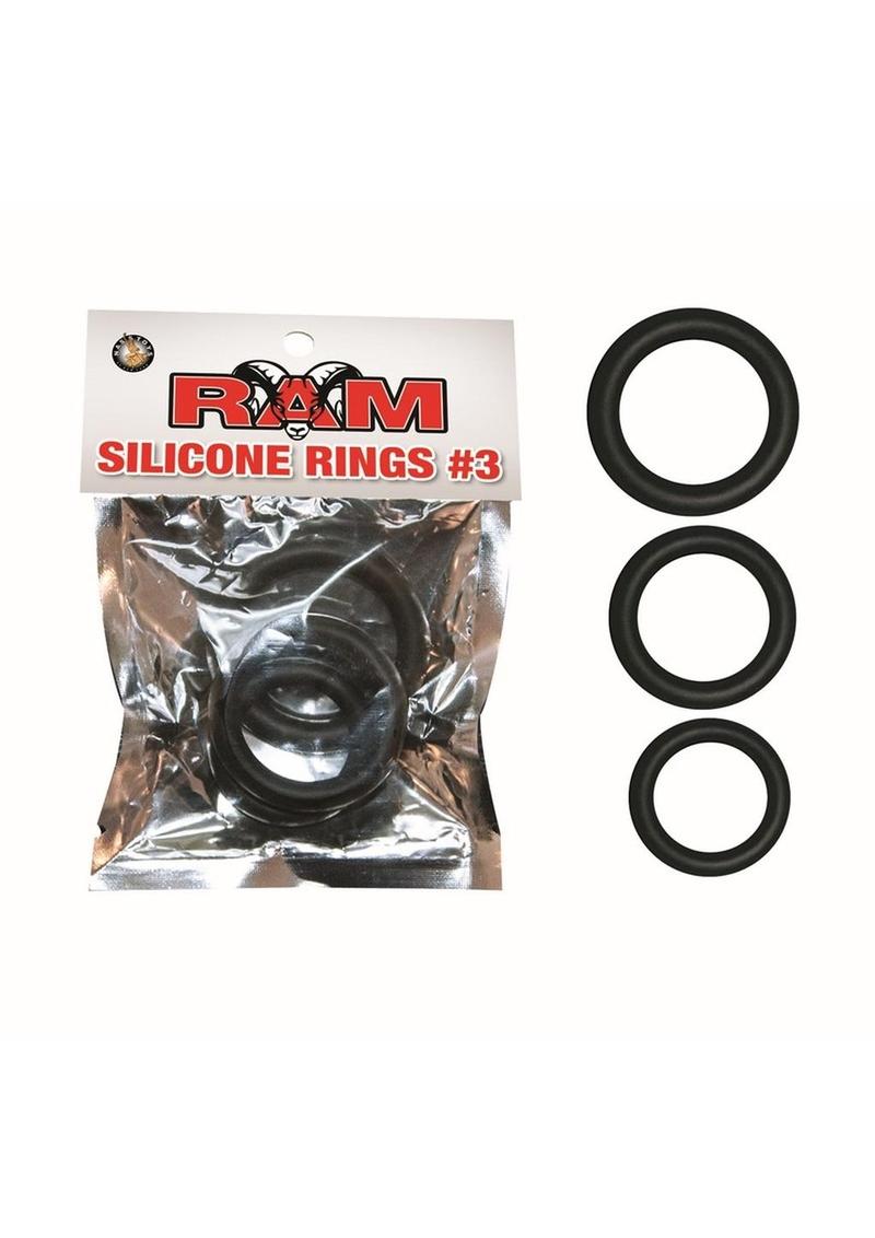 Ram Silicone Cock Rings - Assorted Colors - 24 Per Display/3 Pack/Display