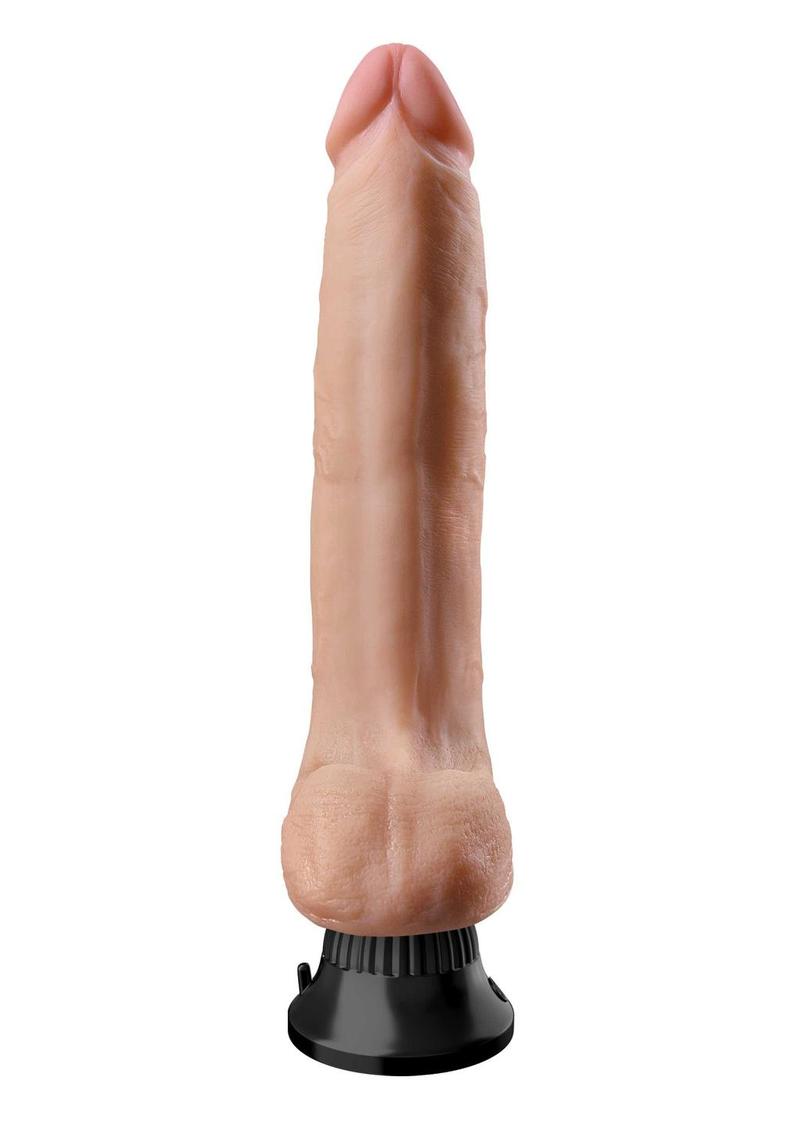 Real Feel Deluxe No. 10 Wallbanger Vibrating Dildo with Balls - Vanilla - 10in