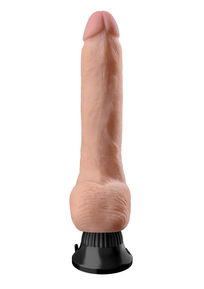 Real Feel Deluxe No. 5 Wallbanger Vibrating Dildo with Balls - Flesh/Vanilla - 8in