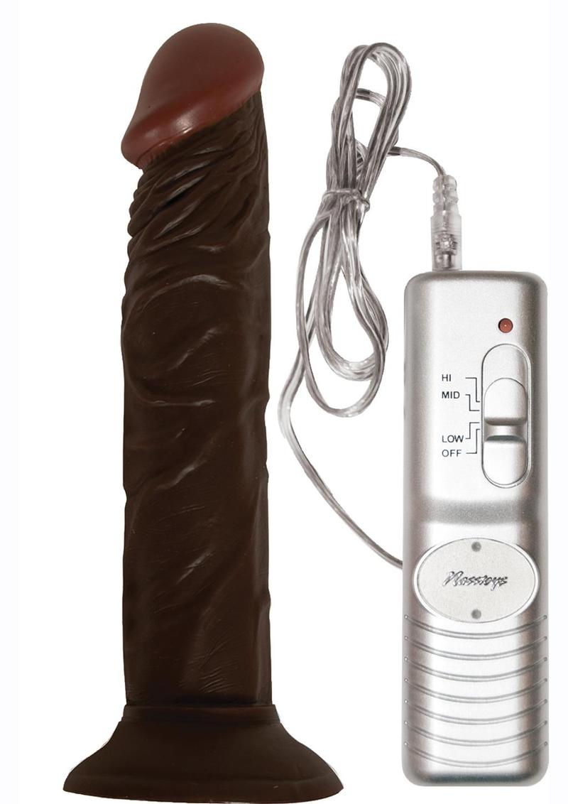 Real Skin All American Whoppers Vibrating Dildo Latin - Chocolate - 7in