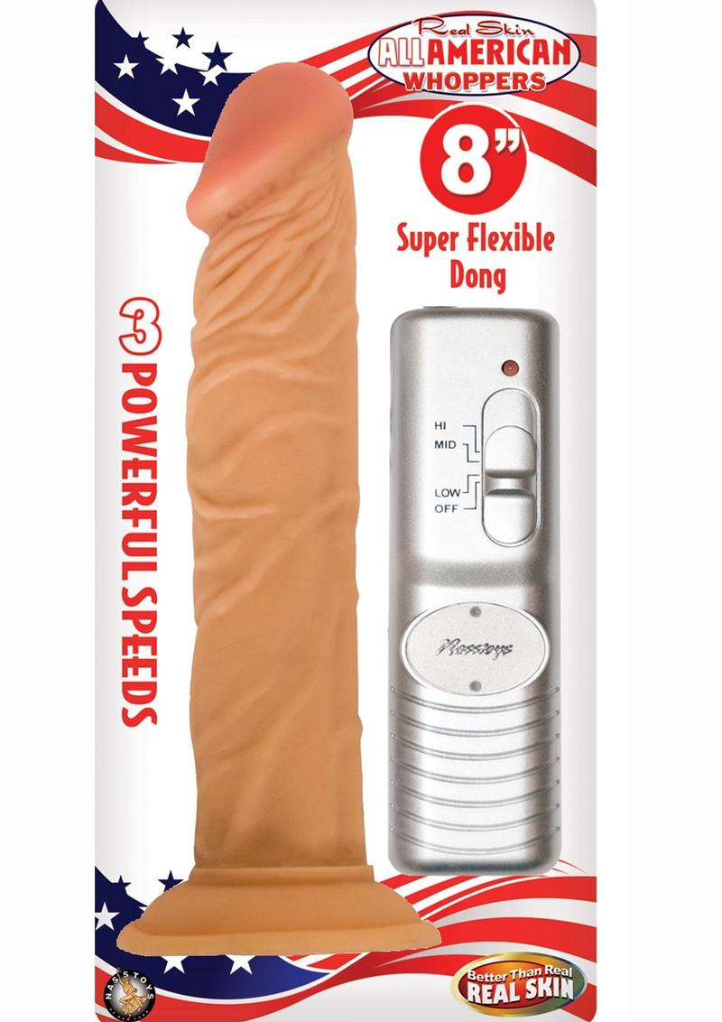 Real Skin All American Whoppers Vibrating Dildo - Flesh/Vanilla - 8in