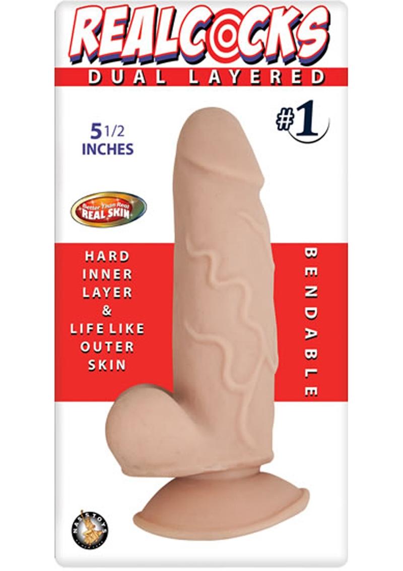 Realcocks Dual Layered #1 Bendable Dildo - Vanilla - 5.5in