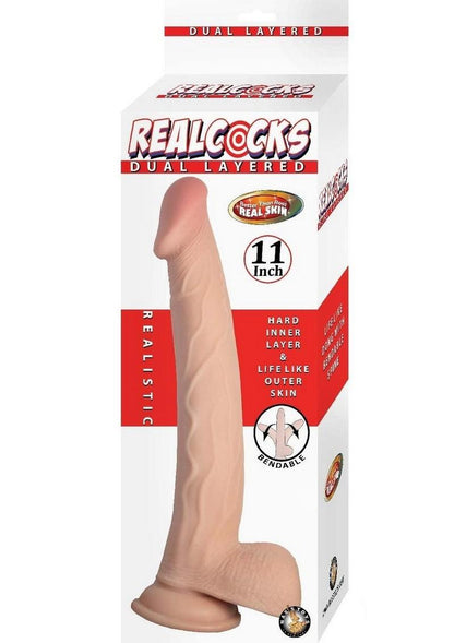 Realcocks Dual Layered Bendable Dildo - Vanilla - 11in