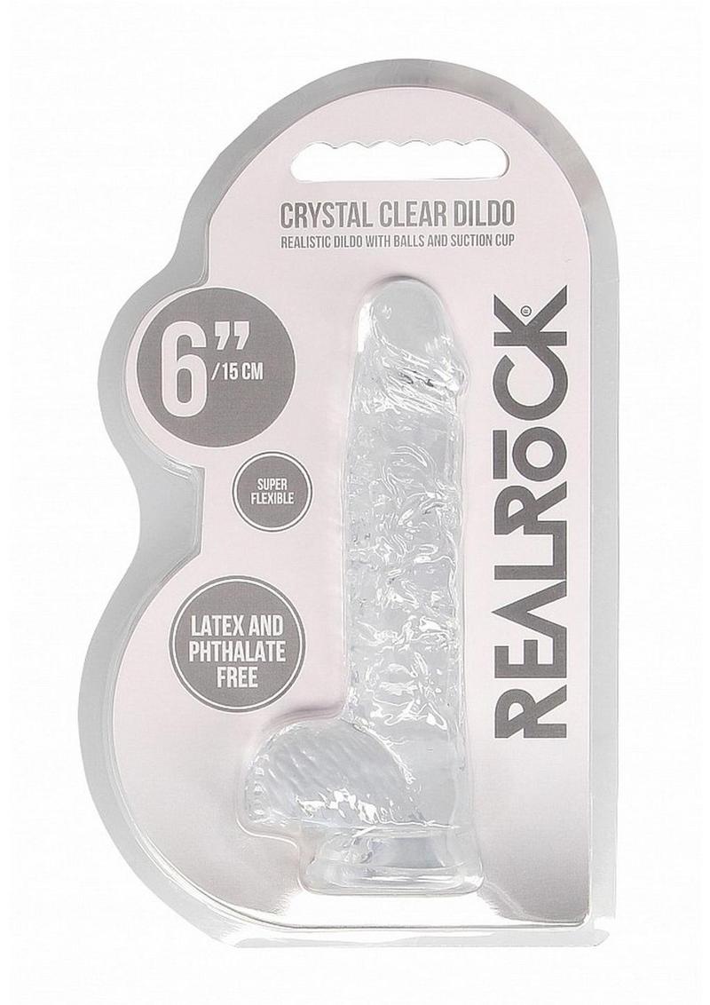 Realrock Crystal Clear Dildo with Balls - Clear - 6in