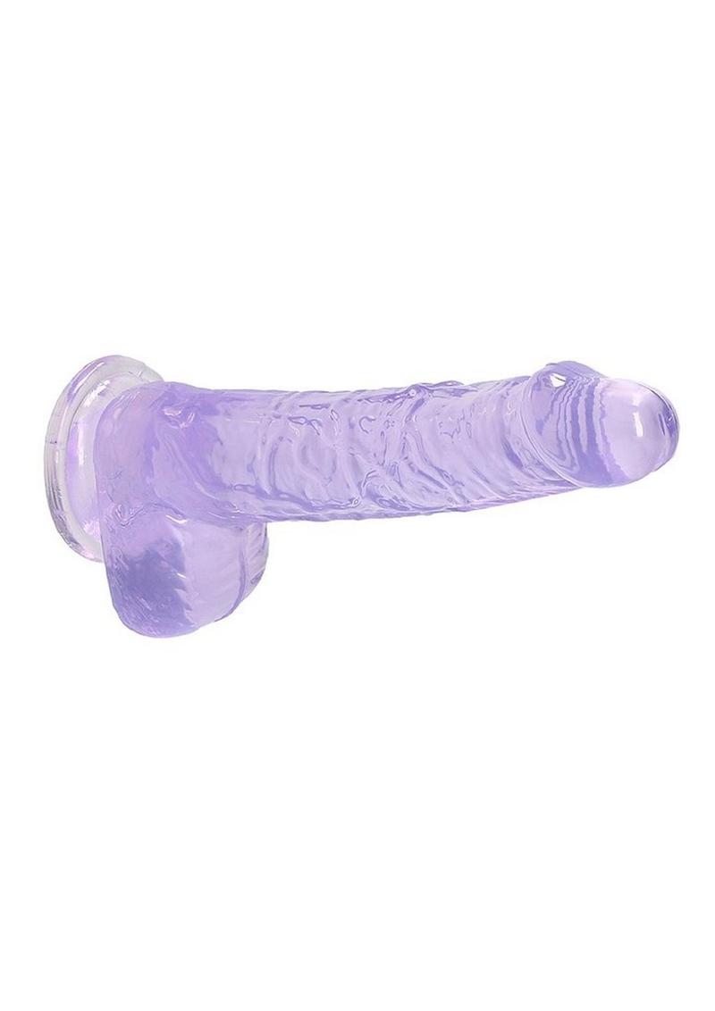 Realrock Crystal Clear Dildo with Balls - Purple - 6in