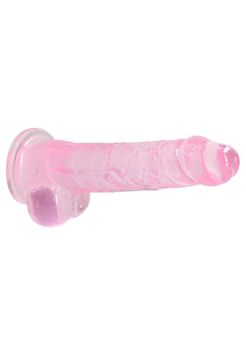 Realrock Crystal Clear Dildo with Balls - Pink - 8in