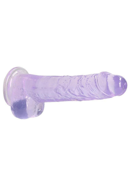 Realrock Crystal Clear Dildo with Balls - Purple - 8in