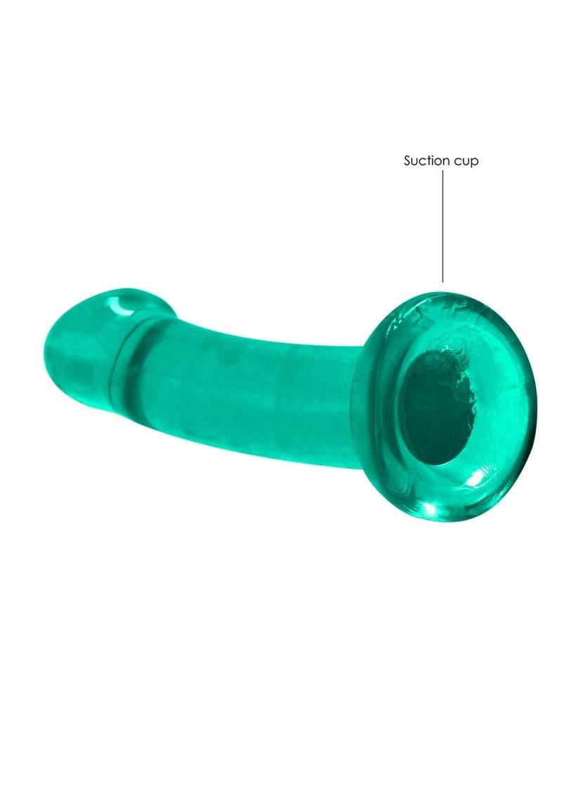 Realrock Crystal Clear Dildo with Suction Cup - Clear/Green - 6.7in