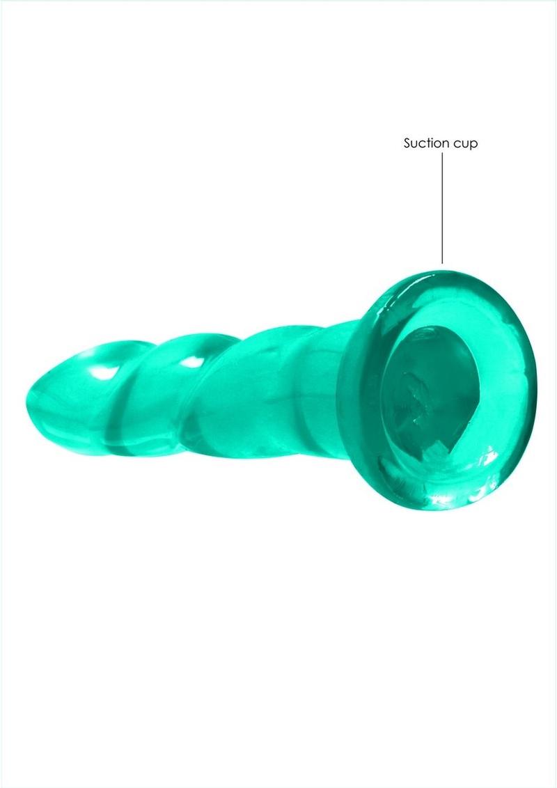 Realrock Crystal Clear Dildo with Suction Cup - Clear/Green - 7in