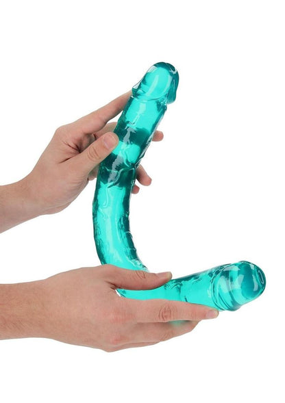 Realrock Crystal Clear Double Dong - Turquoise - 18in