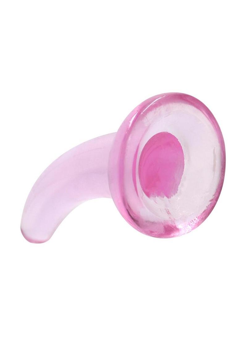 Realrock Crystal Clear Non Realistic Dildo with Suction Cup - Clear/Pink - 4.7in