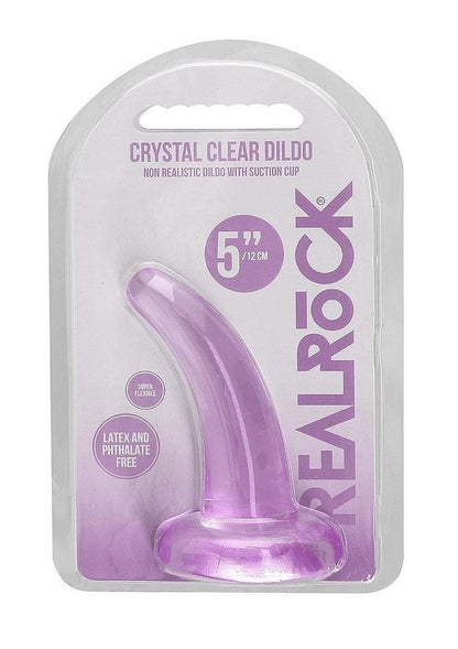 Realrock Crystal Clear Non Realistic Dildo with Suction Cup - Clear/Purple - 4.7in